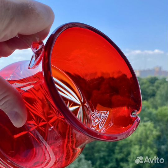 Кувшин цветное стекло СССР хрусталь рубиновое