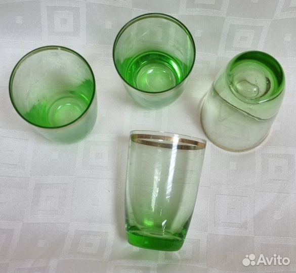 Стопки СССР. 3 шт. Цветное зелёное стекло