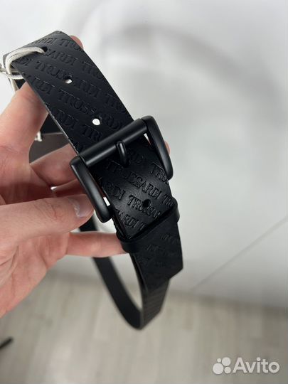 Ремень мужской черный Trussardi оригинал кожа