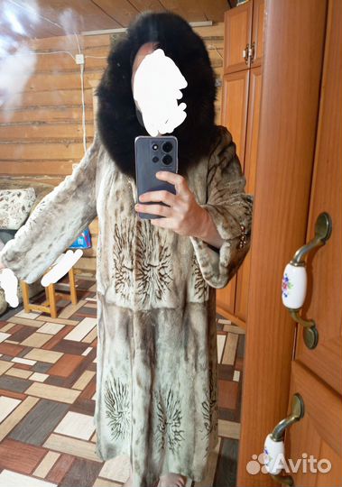 Норковая шуба с соболем 52-56р, светлая