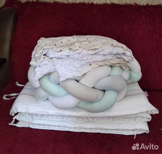 Бортики +косичка+одеялко для детской кроватки