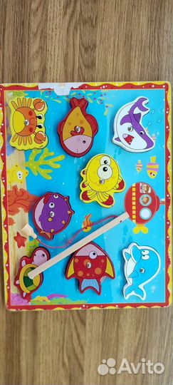 Деревянные игрушки, магнитная рыбалка