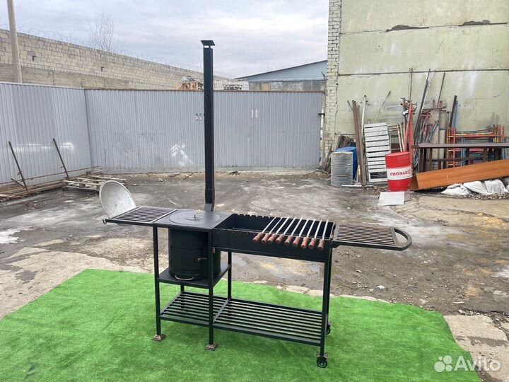 Мангал № 0235/43 с печкой под казан и откид/полкой