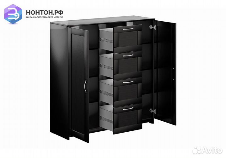 Комод с дверцами Сириус 4 ящика дуб венге