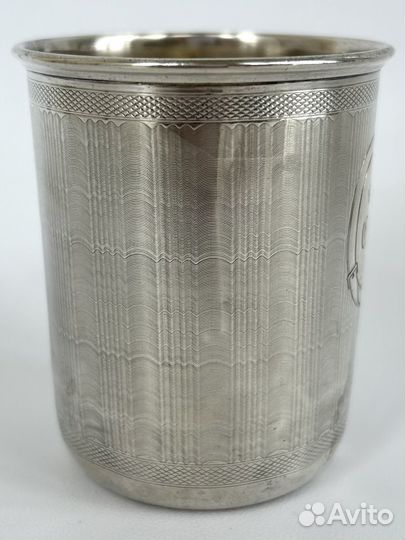 Стакан гильоше Пец серебро 84 проба 71 г. 194 мл