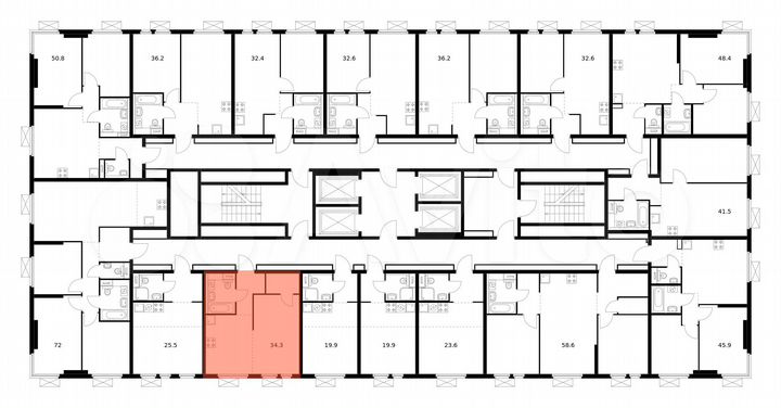 1-к. квартира, 34,3 м², 27/33 эт.