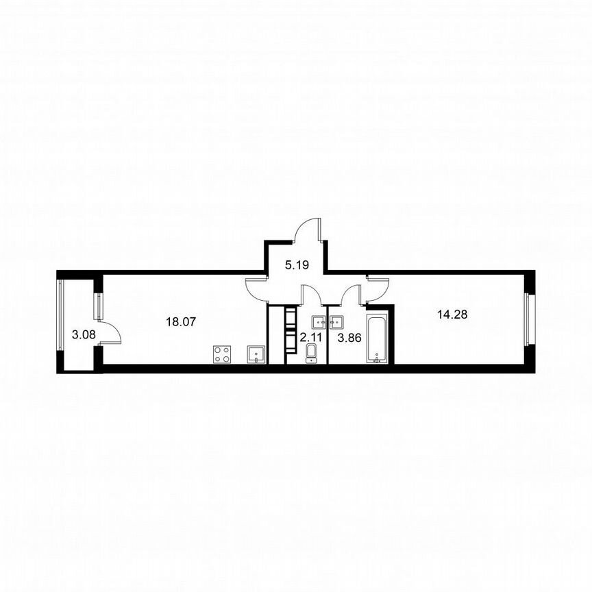 1-к. квартира, 44,9 м², 3/9 эт.