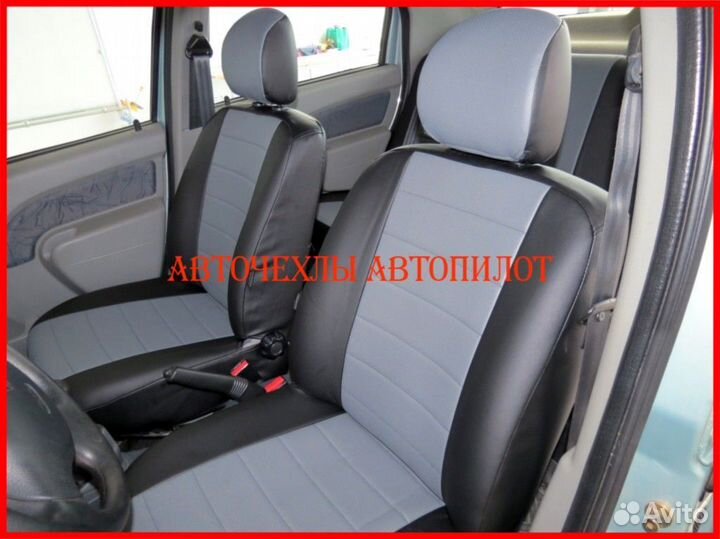 Чехлы Автопилот Renault Logan 1 из экокожи чёр-сер