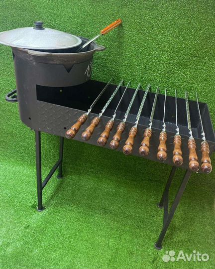 Мангал плюс казан 10л, шампуры 10шт., шумовка