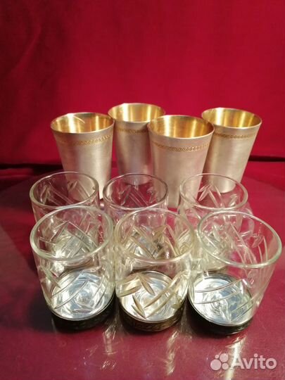 Стопки (хрусталь,мельхиор основа, мельхиор) СССР