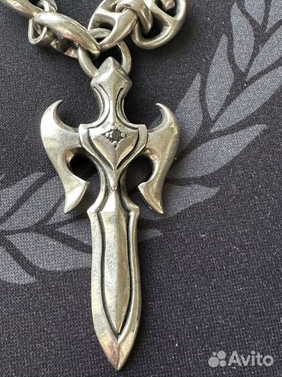 Подвеска крест готический на цепочке, серебро 925