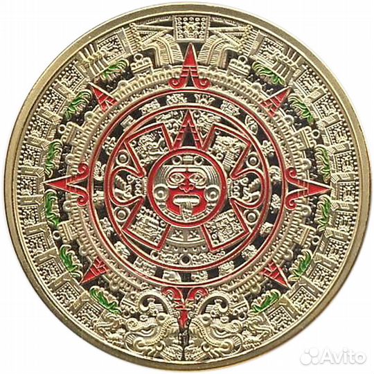 Жетон Календарь Ацтеков в цвете (Позолота)