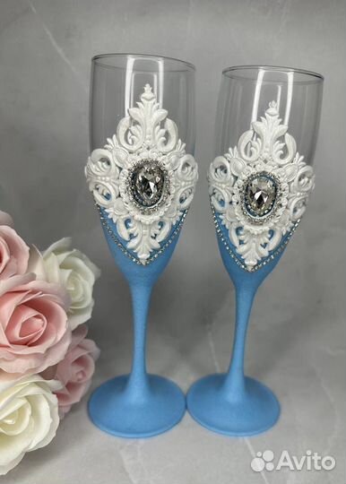 Свадебные бокалы ручной работы