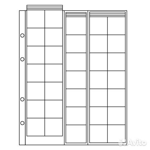 Листы для монет с клапанами, скользящие