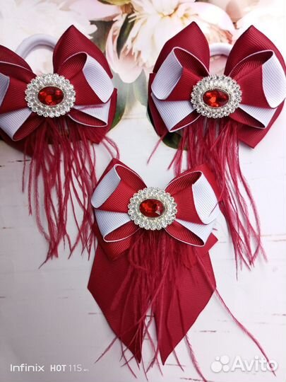 Бантики ручной работы+ галстук-брощь