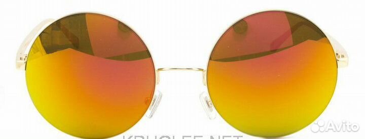 Очки солнцезащитные круглые желто-зеркальные в зол