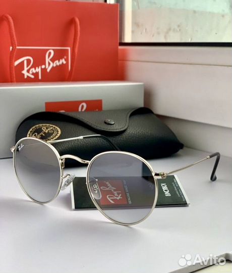 Очки ray ban round metal пепельные