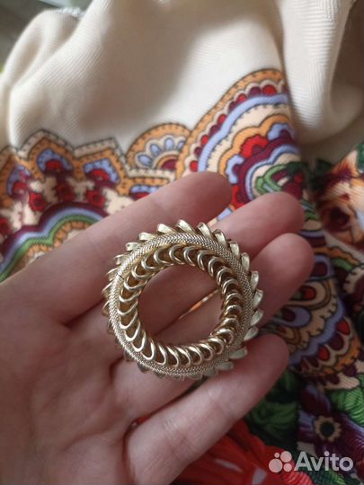 Золотой венок стильная винтажная брошь