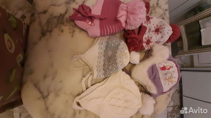 Шапка шлем для девочки 52 54 зима