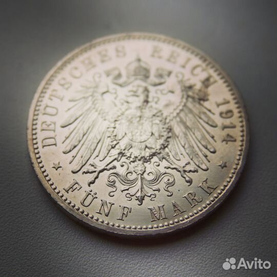 5 марок 1914 года Германия Пруссия вильгельм II