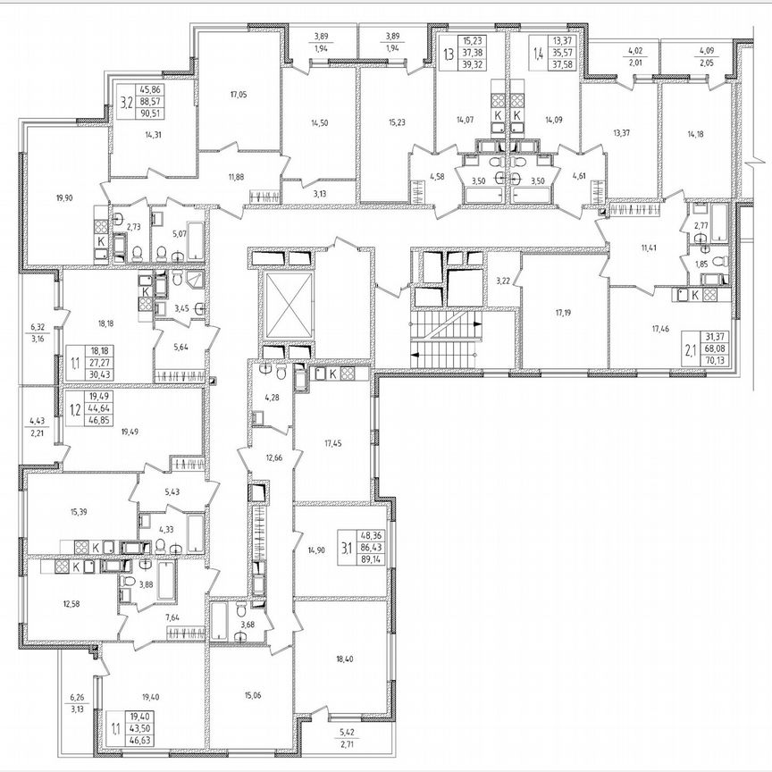 3-к. квартира, 89,1 м², 6/8 эт.