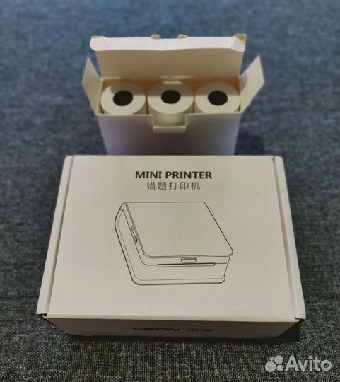 Мини принтер + 4 рулона