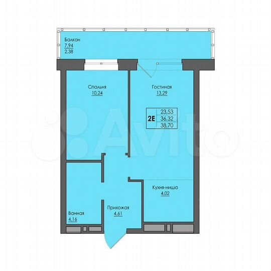 2-к. квартира, 38,7 м², 19/25 эт.