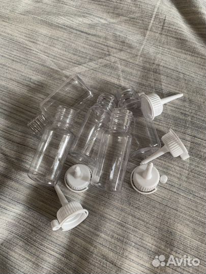 Флакон прозрачный пластик + конус пипетка, баночки