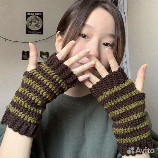 Вязанные митенки