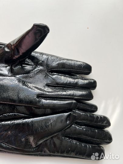 Длинные Перчатки натуральная лаковая кожа 7-7,5