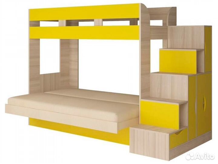 Кровать 2х ярусная с диваном и лесенкой комод