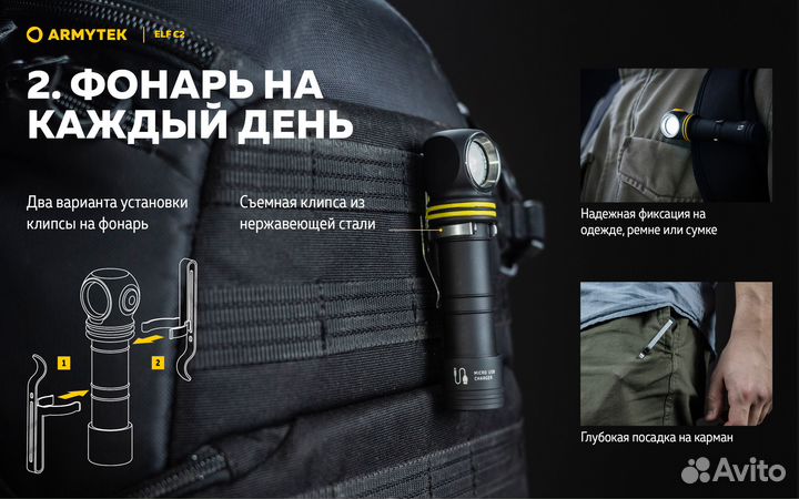 Фонарь Armytek Elf C2 USB-C Теплый F05103W