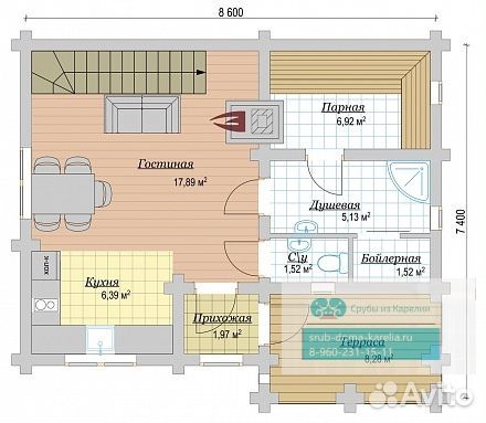 М-Сруб дома из оцилиндрованного бревна 20 проект Д