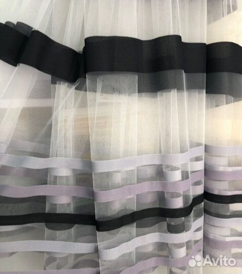 Тюль готовый, микросетка полоса