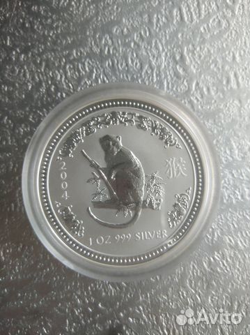 Монета 1 доллар 2004 года. Обезьяна. 1 oz