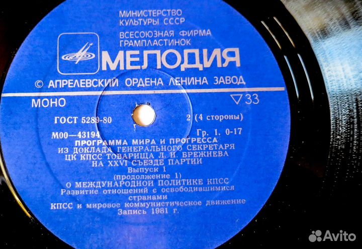 Виниловая пластинка. речи Брежнева