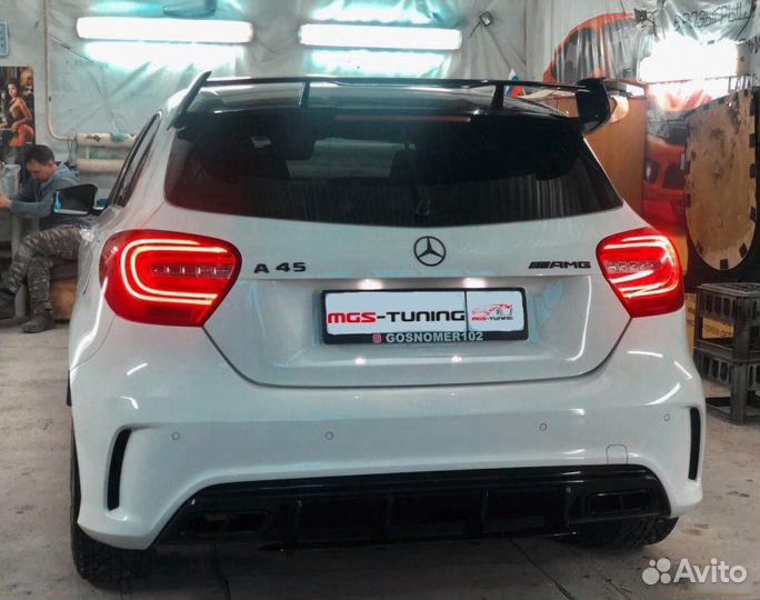 Диффузор с насадками Black Мерседес w176 А45 AMG