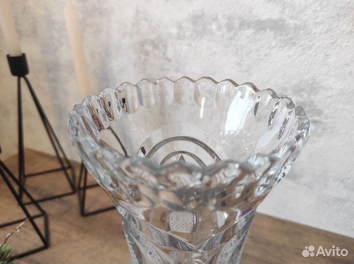 Хрустальная ваза кубок для цветов СССР