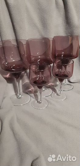 Рюмки и фужеры. Цветное стекло. СССР