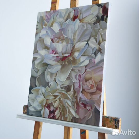Картина на заказ маслом на холсте Пионы