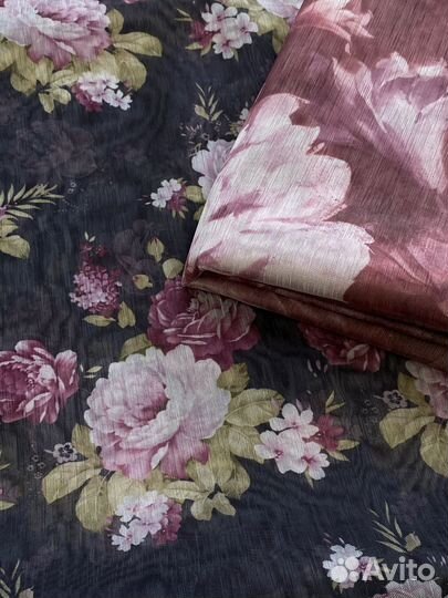 Тюль готовый в цветочек