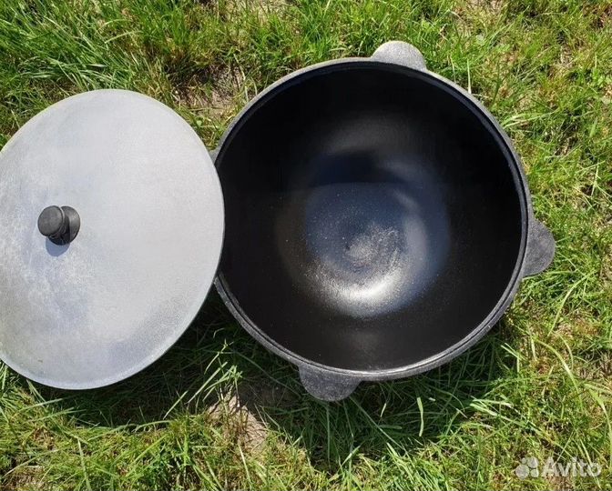 Казан чугунный узбекский с крышкой для плова