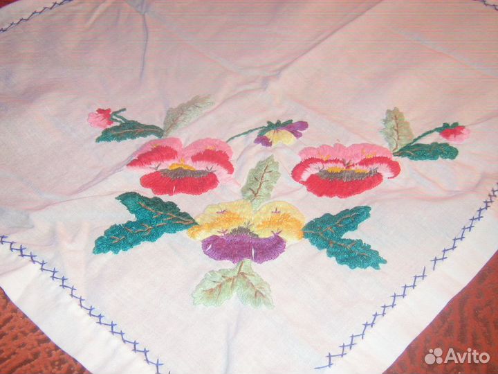 Салфетка винтаж вышивка цветы 45x40 люкс