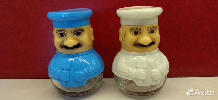 Солонка+перечница повар. стекло, пластик гдр герма