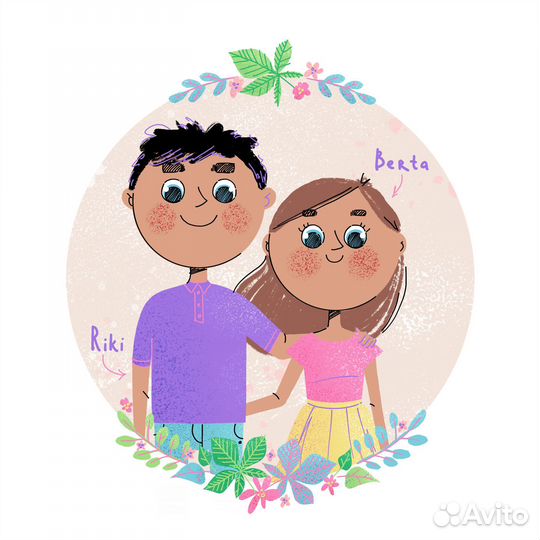 Портрет по фото на заказ / Семейный портрет / Шарж