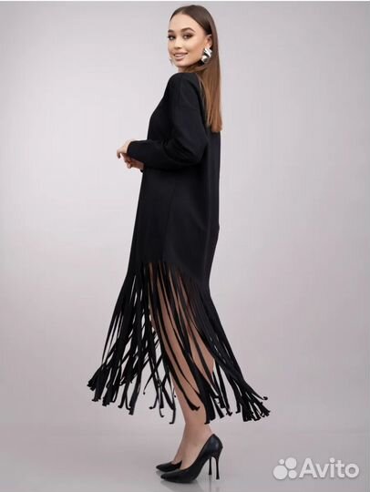 Платье толстовка худи с бахромой