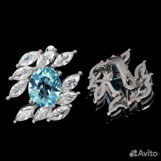 Серьги серебро гол.топаз С130