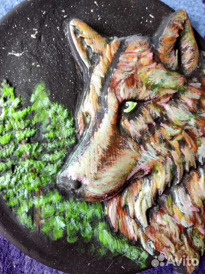 Панно волка из гипса