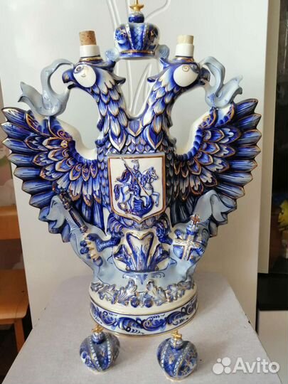 Фляга Герб РФ гжель