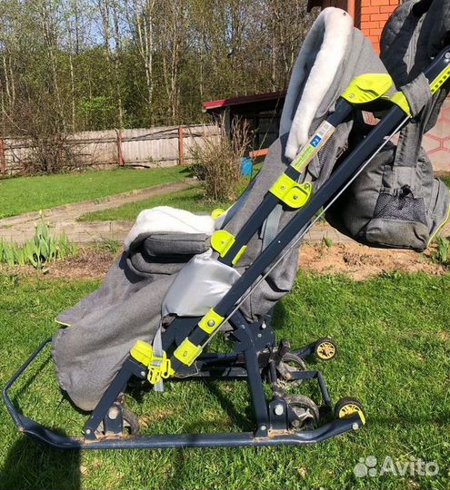 Детские санки коляска с колесами бу